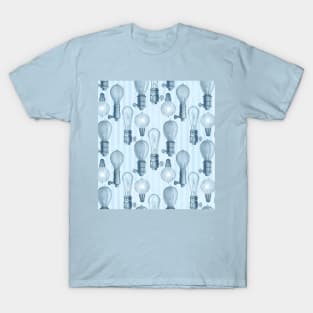 Vintage Light Bulbs in Blue T-Shirt